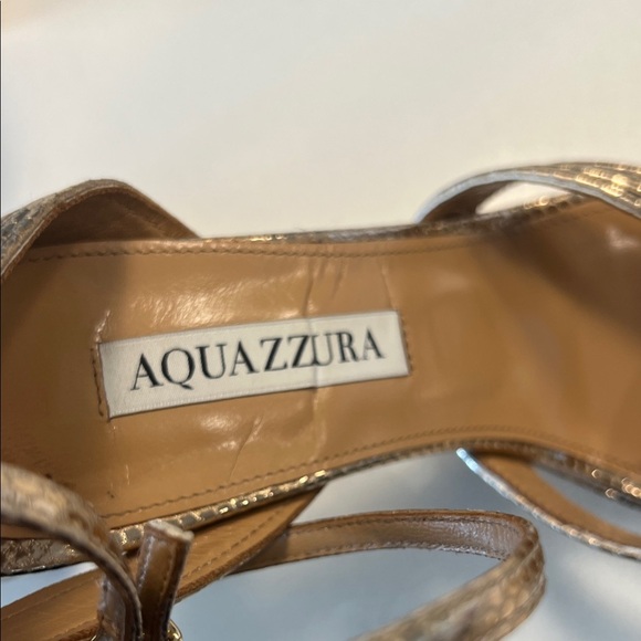 Aquazzura Metallic Champagne Strappy Heels - Picture 2 of 10